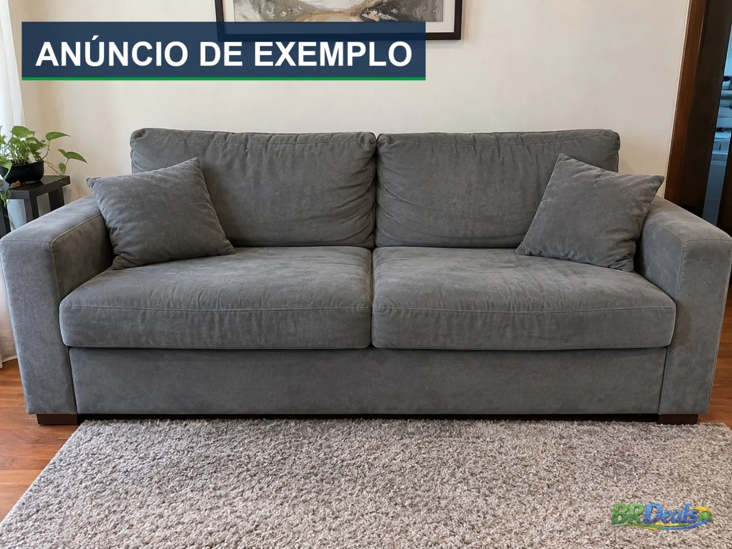 Exemplo · Doo sofá de 2 lugares cinza